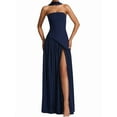 thumbnail image 1 of Women'S Off-the-Shoulder Tube Dress with Side Design, Suitable for Going Out Casual Elegant Club Party Long Dress Dark Blue L, 1 of 6