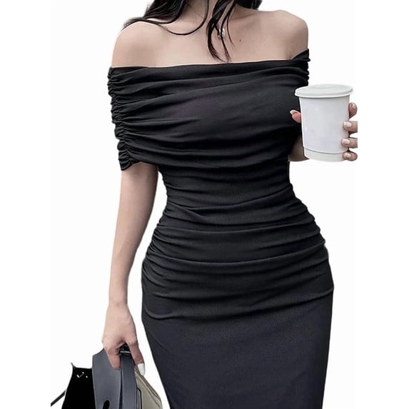 Women'S Offshoulder Low Breast Split Strap Slimming Dress Long Skirt Embellished Dress