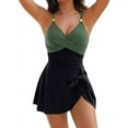 thumbnail image 1 of Women'S Swimsuit Tight Fit Backless Black+Green M, 1 of 6