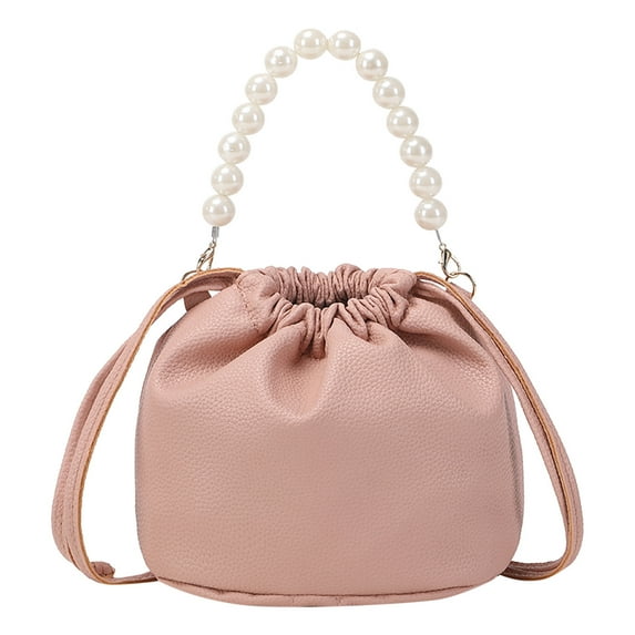 Women'S One-Shoulder Structured Purse Women Shoulder Bag Fashionable Beaded Handheld Strap Drawstring Bag Practical Messenger Bag