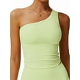 thumbnail image 1 of Women'S One Shoulder Tank Tops Sleeveless Slim Fit Cropped Tee Shirt Y2k Tops Light Yellow Green S, 1 of 8