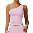 thumbnail image 1 of Women'S One Shoulder Tank Tops Sleeveless Slim Fit Cropped Tee Shirt Y2k Tops Pink L, 1 of 8