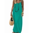 thumbnail image 1 of Women'S Open Back Spaghetti Strap Beach Maxi Dress Loose Flowy Vacation Sundress Emerald Green L, 1 of 7