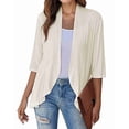 thumbnail image 1 of Women'S Open Front Cardigan 3/4 Sleeve Draped Soft Knit Sweaters Apricot S, 1 of 7