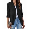 thumbnail image 1 of Women'S Open Front Cardigan 3/4 Sleeve Draped Soft Knit Sweaters Black M, 1 of 7
