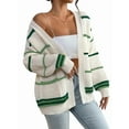 thumbnail image 1 of Women'S Open Front Colorful Striped Drop Shoulder Oversized Cardigan Sweater Green M, 1 of 8