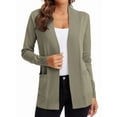 thumbnail image 1 of Women'S Open Front Knit Cardigan Sweater Long Sleeve with Pocket Khaki L, 1 of 9