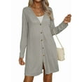 thumbnail image 1 of Women'S Open Front Lightweights Cardigan Long Sleeve Button Down Loose Outwear with Pockets Grey L, 1 of 7