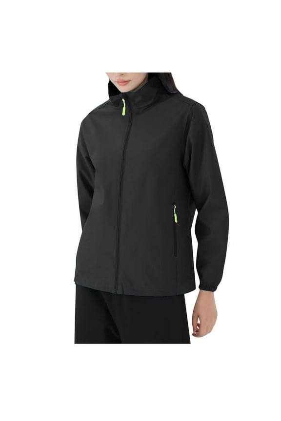 Women's Outdoor Couples Single-Layer Waterproof Jacket Casual Lapel Zipper Loose Soft Top Long Sleeve Casual Jacket Breathable, Water-Resistant Softshell Jacket.