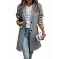 thumbnail image 1 of Women'S Outerwear Fashion Autumn Casual Button Windbreaker Winter Clothing with Pockets Gray M, 1 of 6