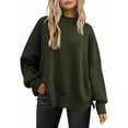 thumbnail image 1 of Women'S Oversized Batwing Sweaters 2025 Fall Outfits Trendy Crewneck Knit Side Slit Fashion Pullover Tops Green XL, 1 of 9