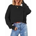 thumbnail image 1 of Women'S Oversized Batwing Sweaters 2025 Fall Outfits Trendy Crewneck Knit Side Slit Fashion Pullover Tops Black L, 1 of 5