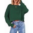 thumbnail image 1 of Women'S Oversized Batwing Sweaters 2025 Fall Outfits Trendy Crewneck Knit Side Slit Fashion Pullover Tops Green L, 1 of 7