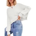 thumbnail image 1 of Women'S Oversized Batwing Sweaters 2025 Fall Outfits Trendy Crewneck Knit Side Slit Fashion Pullover Tops White M, 1 of 8