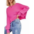 thumbnail image 1 of Women'S Oversized Batwing Sweaters Fall Outfits Trendy Crewneck Knit Side Slit Fashion Pullover Tops Rose Red XL, 1 of 9