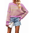 thumbnail image 1 of Women'S Oversized Batwing Sweaters Fall Outfits Trendy Crewneck Knit Side Slit Pullover Tops Purple Green XL, 1 of 7