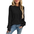 thumbnail image 1 of Women'S Oversized Cable Knit Crewneck Sweaters Black XL, 1 of 9