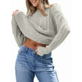 thumbnail image 1 of Women'S Oversized Cable Knit Crewneck Sweaters Gray XXL, 1 of 6
