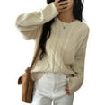 thumbnail image 1 of Women'S Oversized Cable Knit Crewneck Sweaters  M, 1 of 5