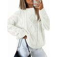 thumbnail image 1 of Women'S Oversized Cable Knit Crewneck Sweaters White M, 1 of 6