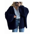 thumbnail image 1 of Women'S Oversized Cardigan Sweaters Fall Long Lantern Sleeve Knit Open Front Sweater Dark Blue L, 1 of 10