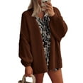 thumbnail image 1 of Women'S Oversized Cardigan Sweaters Fall Long Lantern Sleeve Knit Open Front Sweater Dark Brown M, 1 of 8