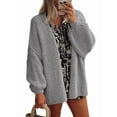 thumbnail image 1 of Women'S Oversized Cardigan Sweaters Fall Long Lantern Sleeve Knit Open Front Sweater Grey L, 1 of 10
