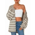 thumbnail image 1 of Women'S Oversized Cardigan Sweaters Fall Long Lantern Sleeve Knit Open Front Sweater Khaki White S, 1 of 8