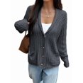thumbnail image 1 of Women'S Oversized Chunky Knit Cardigan Fashion Long Sleeve Front Open Sweater Fall Winter Outerwear Dark Gray M, 1 of 7