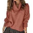 thumbnail image 1 of Women'S Oversized Chunky Pullover Sweaters Cowl Neck Long Sleeve Winter Slouchy Loose Knit Sweaters Brick Red 5XL, 1 of 8