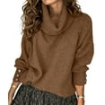thumbnail image 1 of Women'S Oversized Chunky Pullover Sweaters Cowl Neck Long Sleeve Winter Slouchy Loose Knit Sweaters Brown S, 1 of 8