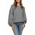 thumbnail image 1 of Women'S Oversized Crewneck Sweater Batwing Puff Long Sleeve Cable Slouchy Pullover Jumper Tops Grey L, 1 of 4