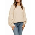 thumbnail image 1 of Women'S Oversized Crewneck Sweater Batwing Puff Long Sleeve Cable Slouchy Pullover Jumper Tops, 1 of 6