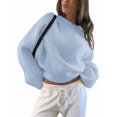 thumbnail image 1 of Women'S Oversized Crewneck Sweater Puff Long Sleeve Cable Slouchy Pullover Jumper Tops Blue S, 1 of 7