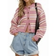 thumbnail image 1 of Women'S Oversized Cropped Cardigan Sweater Open Front Long Sleeve Button Down Knit Outwear Pink L, 1 of 6