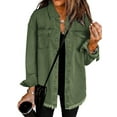 thumbnail image 1 of Women'S Oversized Denim Jacket Casual Long Sleeve Denim Shirts Distresse Jean Jacket 2025 Spring Outfits  Green L, 1 of 7