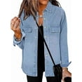 thumbnail image 1 of Women'S Oversized Denim Jacket Casual Long Sleeve Denim Shirts Distresse Jean Jacket Fall Outfits Light Blue S, 1 of 6