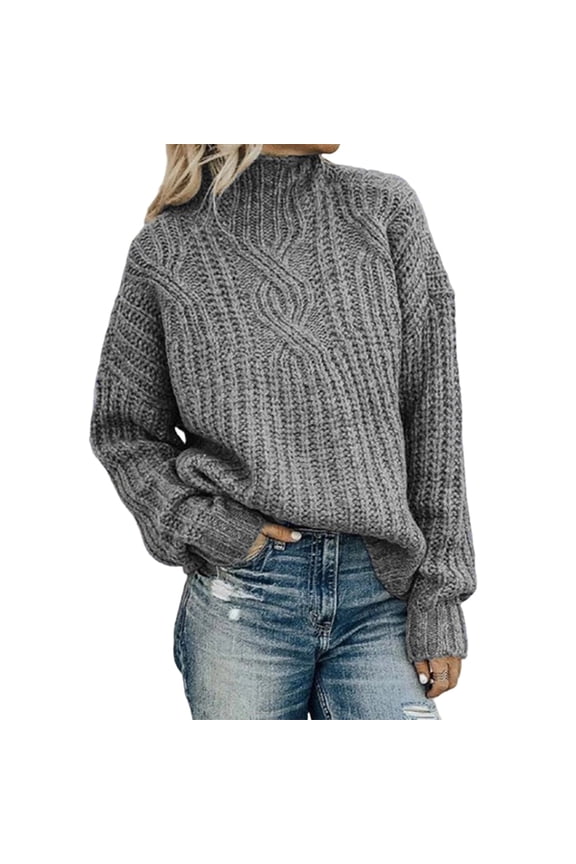 Women'S Oversized Fall Sweaters Casual Long Sleeve Crewneck Chunky Cable Knit Pullover Tops Winter Clothes Gray S