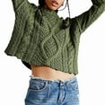 thumbnail image 1 of Women'S Oversized Fall Sweaters Casual Long Sleeve Crewneck Chunky Cable Knit Pullover Tops Winter Clothes Green L, 1 of 9
