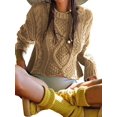 thumbnail image 1 of Women'S Oversized Fall Sweaters Casual Long Sleeve Crewneck Chunky Cable Knit Pullover Tops Winter Clothes Khaki S, 1 of 8