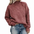 thumbnail image 1 of Women'S Oversized Fall Sweaters Casual Long Sleeve Crewneck Chunky Cable Knit Pullover Tops Winter Clothes Pink XL, 1 of 3