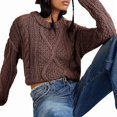 thumbnail image 1 of Women'S Oversized Fall Sweaters Casual Long Sleeve Crewneck Chunky Cable Knit Pullover Tops Winter Clothes Red-Brown L, 1 of 9