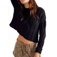 thumbnail image 1 of Women'S Oversized Fall Sweaters Casual Long Sleeve Crewneck Chunky Cable Knit Pullover Tops Winter Clothes Black M, 1 of 8