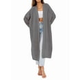 thumbnail image 1 of Women'S Oversized Long Cardigan Open Front Duster Sweater Cardigan Grey L, 1 of 7