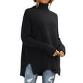 thumbnail image 1 of Women'S Oversized Loose Sweater Autumn Batwing Sleeve Ribbed Tunic Sweater Black L, 1 of 9