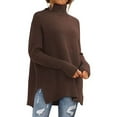 thumbnail image 1 of Women'S Oversized Loose Sweater Autumn Batwing Sleeve Ribbed Tunic Sweater Coffee S, 1 of 9