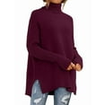 thumbnail image 1 of Women'S Oversized Loose Sweater Autumn Batwing Sleeve Ribbed Tunic Sweater Wine Red XXXL, 1 of 9