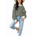 thumbnail image 1 of Women'S Oversized Sweater Autumn Fashion Trendy Batwing Sleeve Colorblock Striped Knit Pullover Olive Color M, 1 of 6