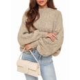 thumbnail image 1 of Women'S Oversized Sweater Crewneck Fall Winter Long Sleeve Fuzzy Warm Knit Pullover Sweaters Trendy Outfits Khaki S, 1 of 6