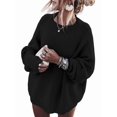thumbnail image 1 of Women'S Oversized Sweaters Batwing Sleeve Mock Neck Jumper Tops Chunky Knit Pullover Sweater Black XXL, 1 of 9